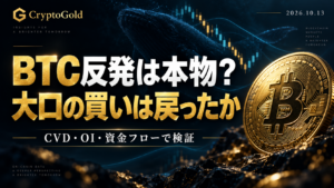BTC反発は本物？大口の買いは戻ったか。オンチェーンデータとCVD・OI・資金フローで検証