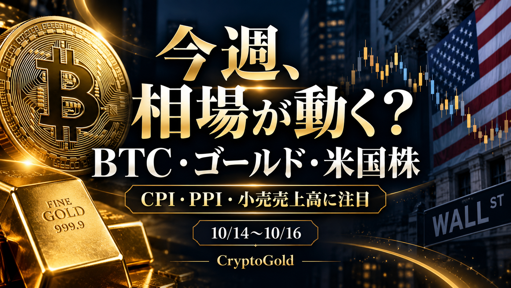 10月14〜16日、BTC・ゴールド・米国株:CPI・PPI・小売売上高に注目